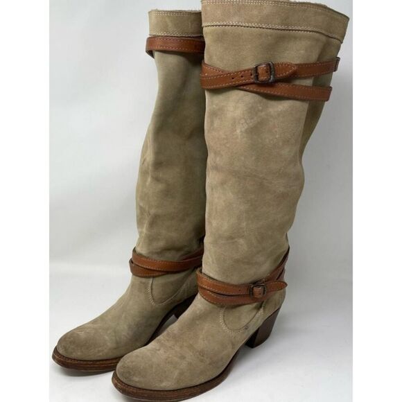 Frye Jane strappy suede boots. 8 - Picture 1 of 7